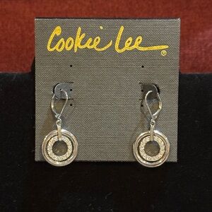 Cookie Lee Silver & Crystal  Circle Earrings